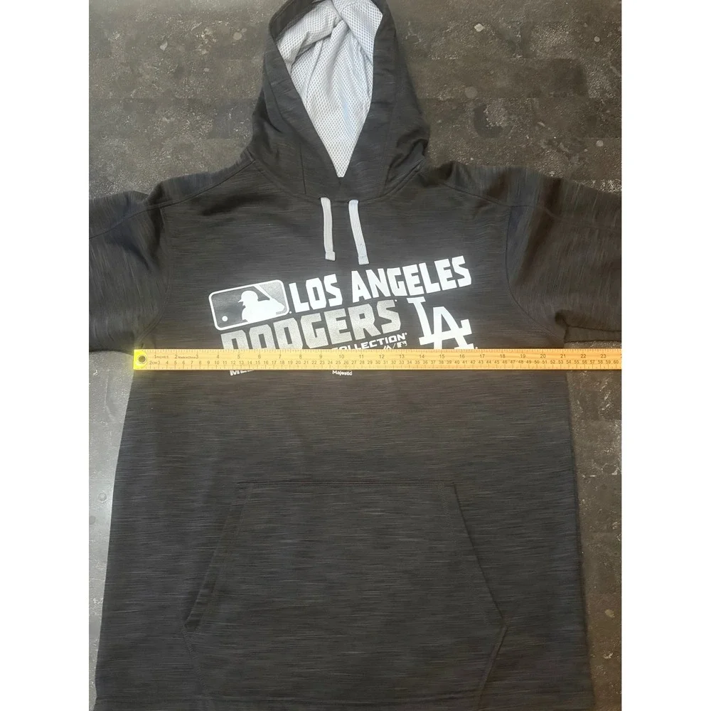 Majestic Los Angeles Dodgers MLB Authentic Collection Hoodie Gray Mens Medium